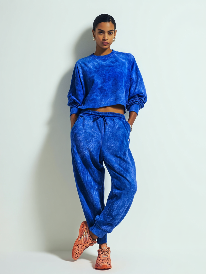 Tie-Dye Crop Sunset Boyfriend Fleece Sweatshirt – Dark Vintage Indigo