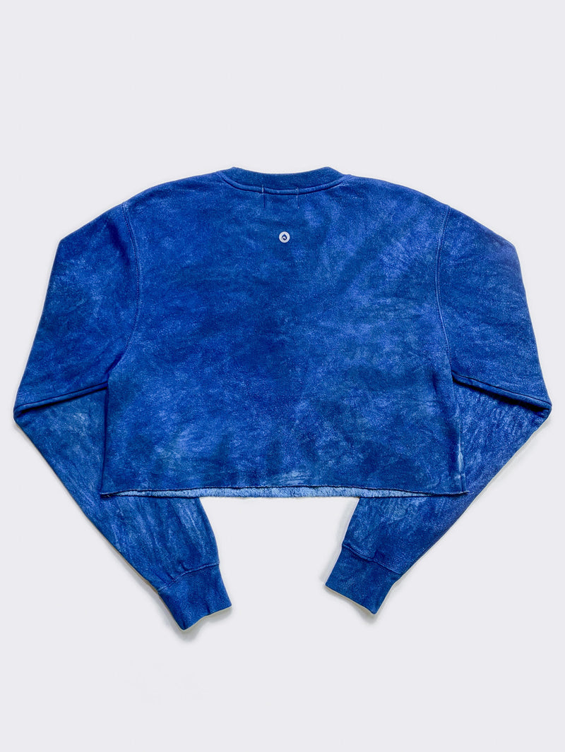 Tie-Dye Crop Sunset Boyfriend Fleece Sweatshirt – Dark Vintage Indigo