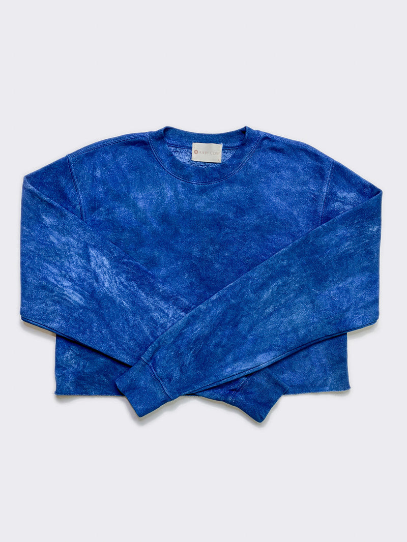 Tie-Dye Crop Sunset Boyfriend Fleece Sweatshirt – Dark Vintage Indigo