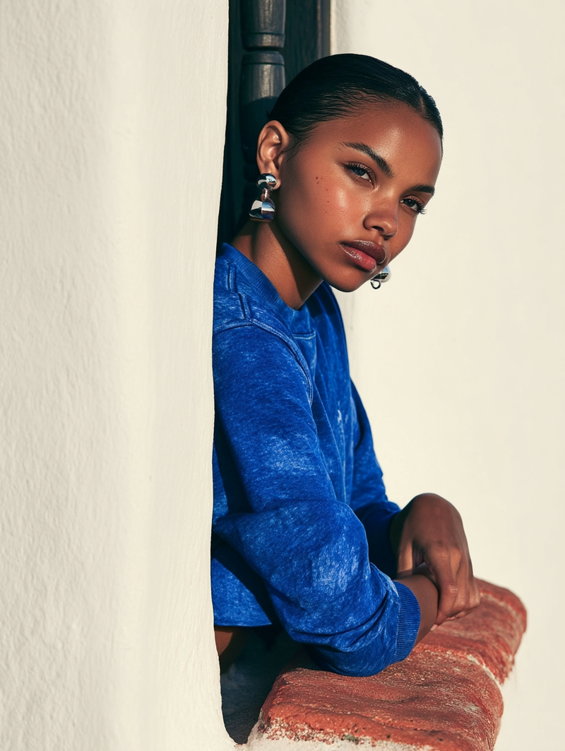 Tie-Dye Crop Sunset Boyfriend Fleece Sweatshirt – Dark Vintage Indigo