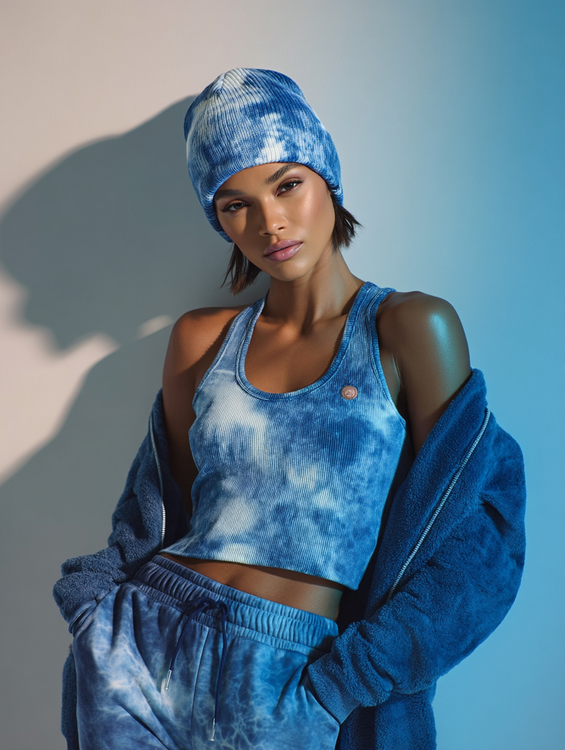 Hand-Dyed Cotton Beanie – Indigo Tie-Dye