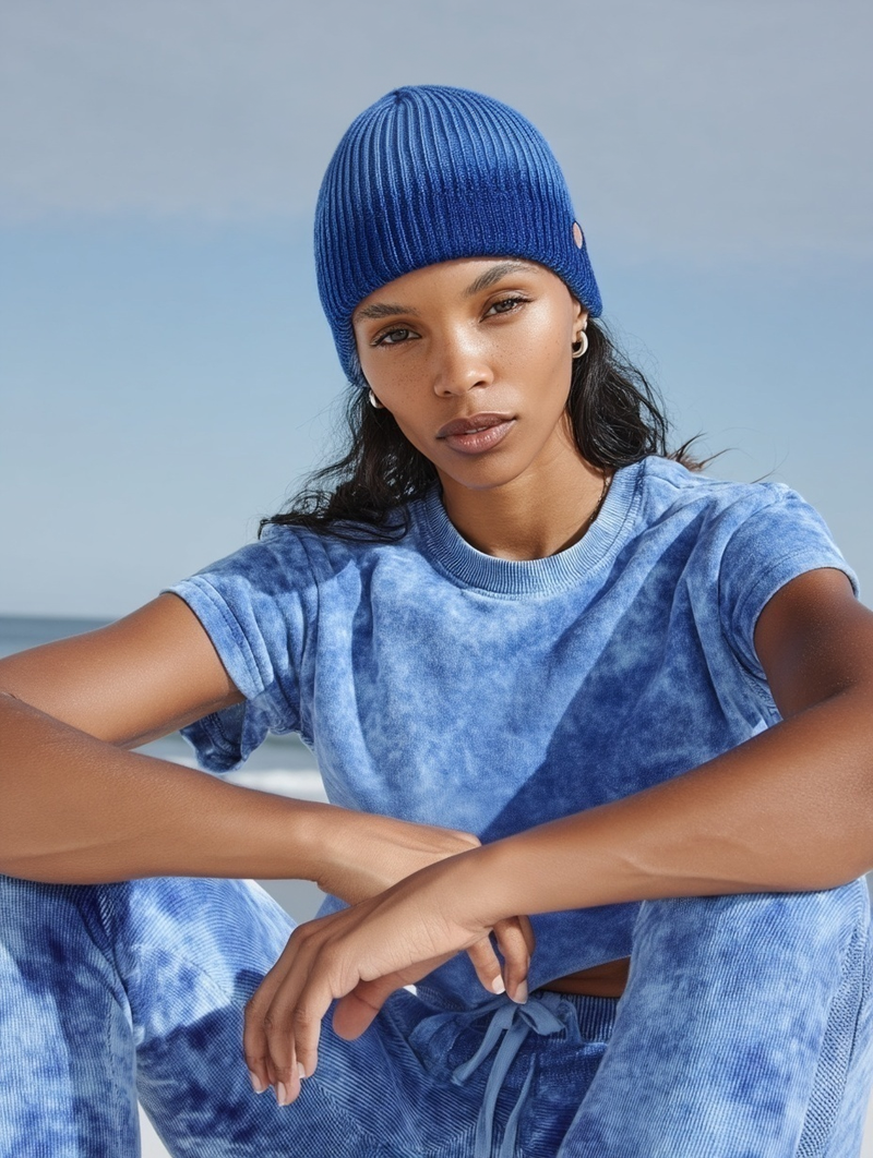 Hand-Dyed Cotton Beanie – Indigo Dip-Dye