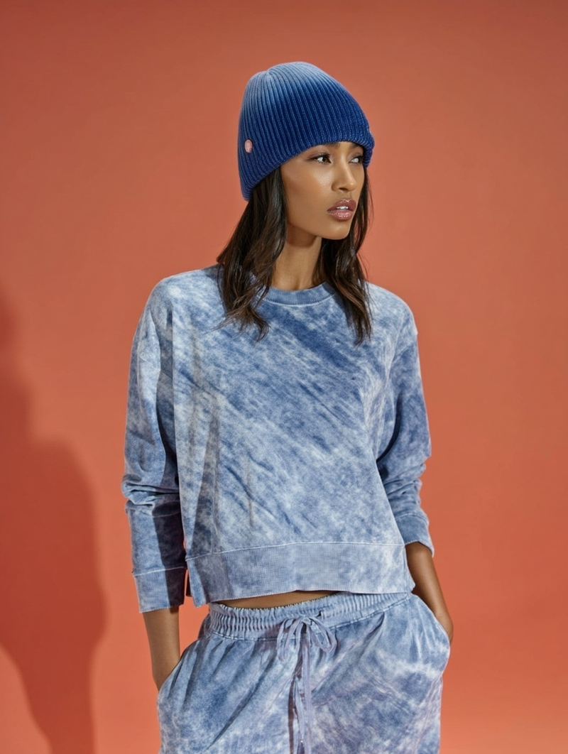 Hand-Dyed Cotton Beanie – Indigo Dip-Dye