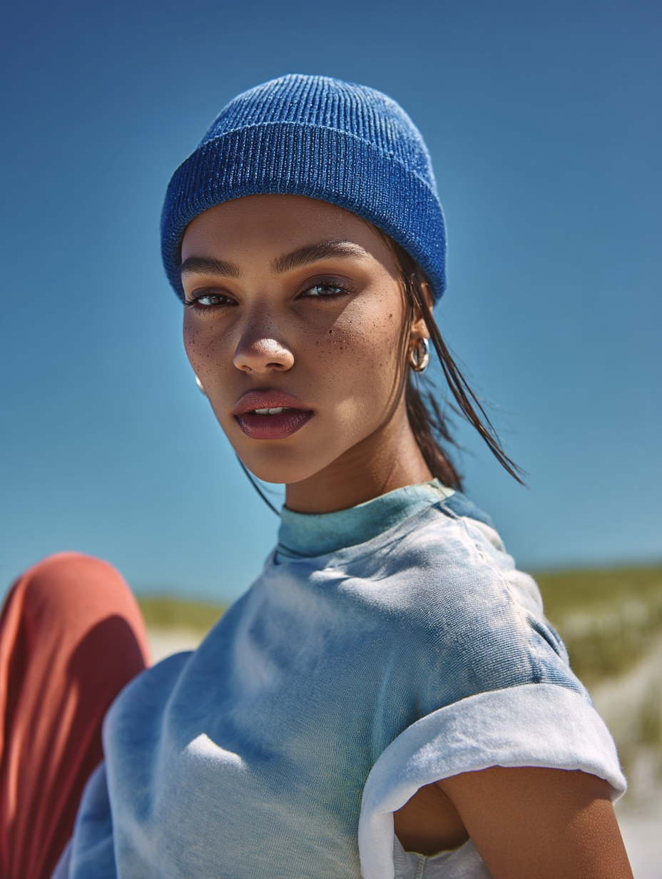 Hand-Dyed Cotton Beanie – Indigo Dip-Dye
