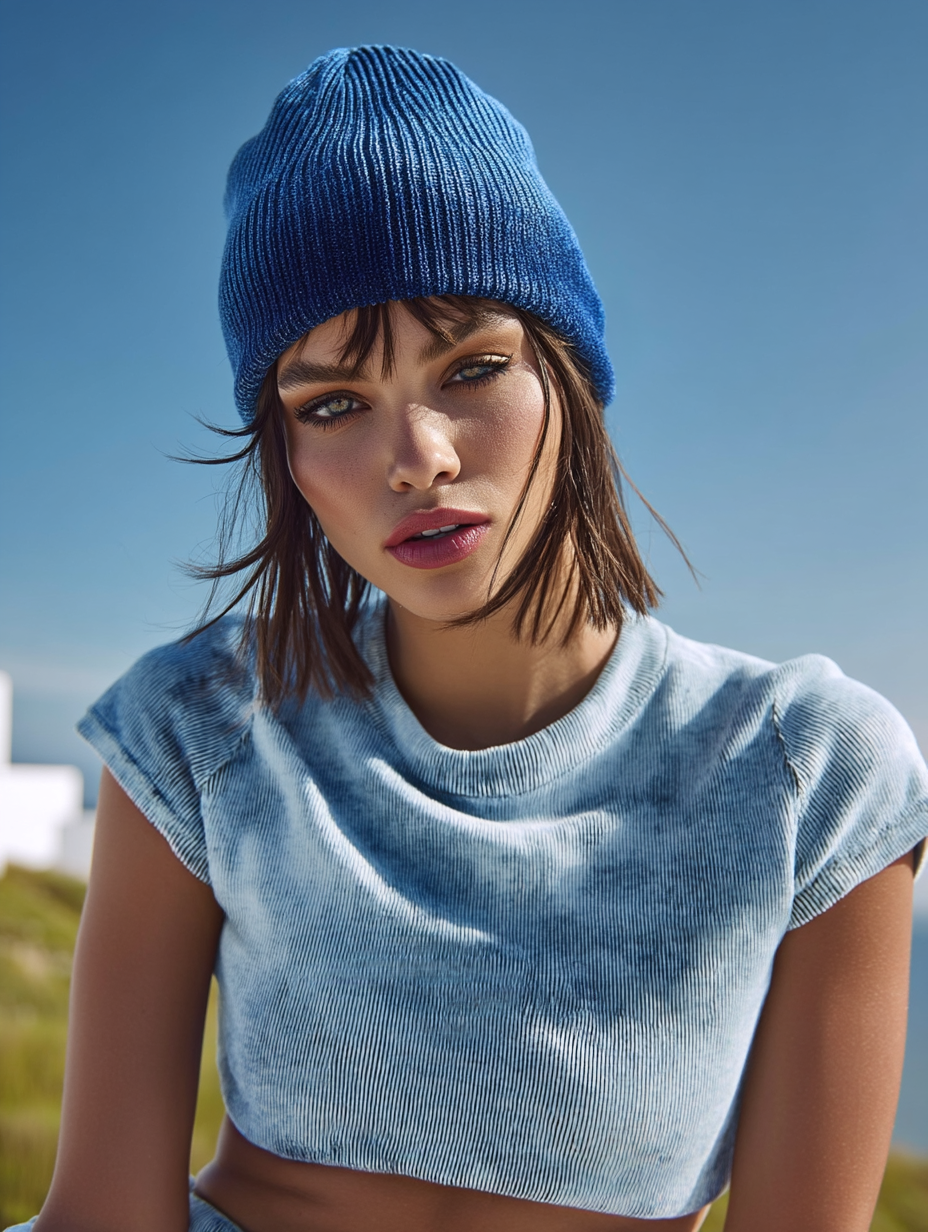 Hand-Dyed Cotton Beanie – Indigo Dip-Dye