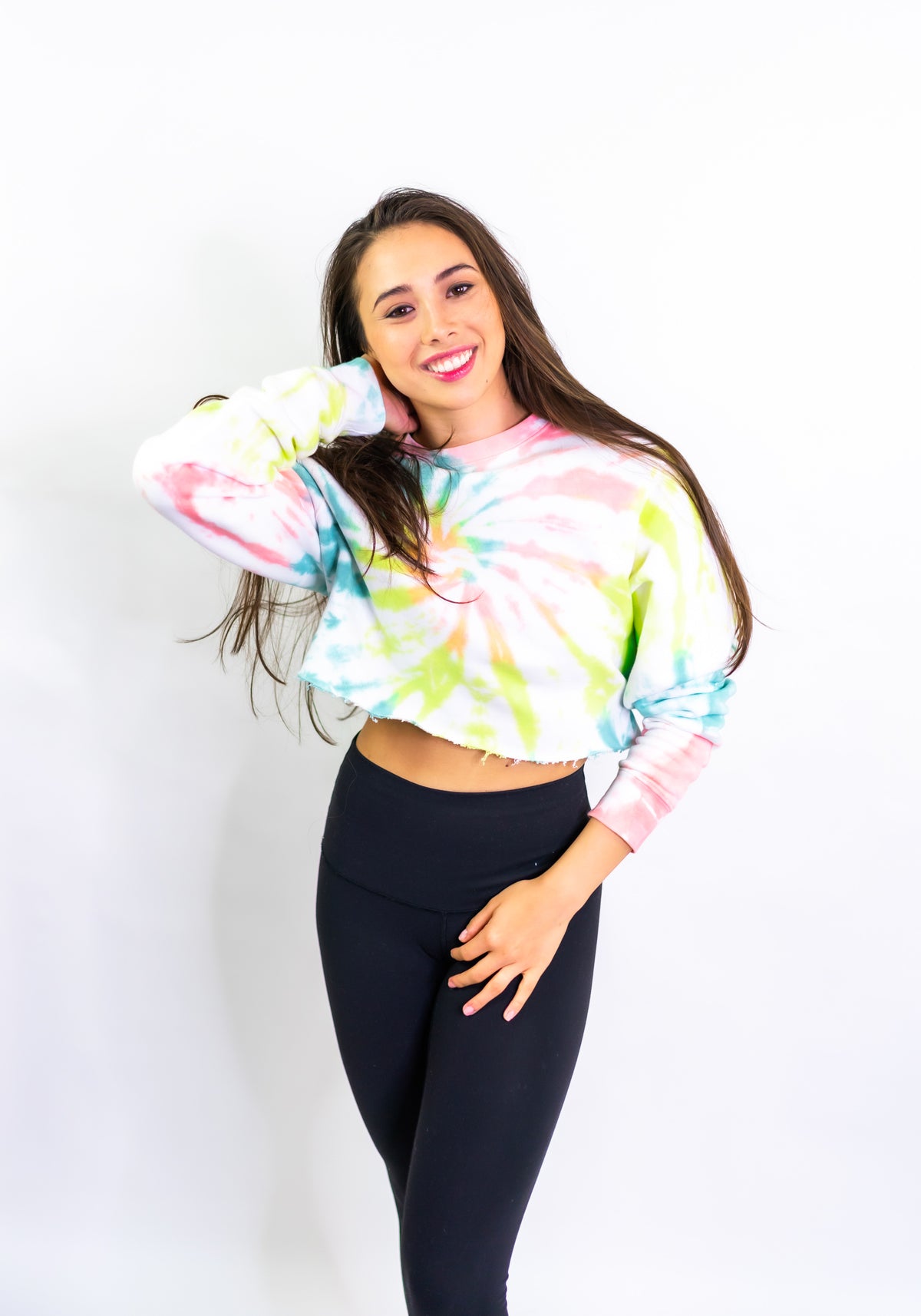 Tie-Dye Crop Sunset Boyfriend Fleece Sweatshirt – Rainbow Sherbet