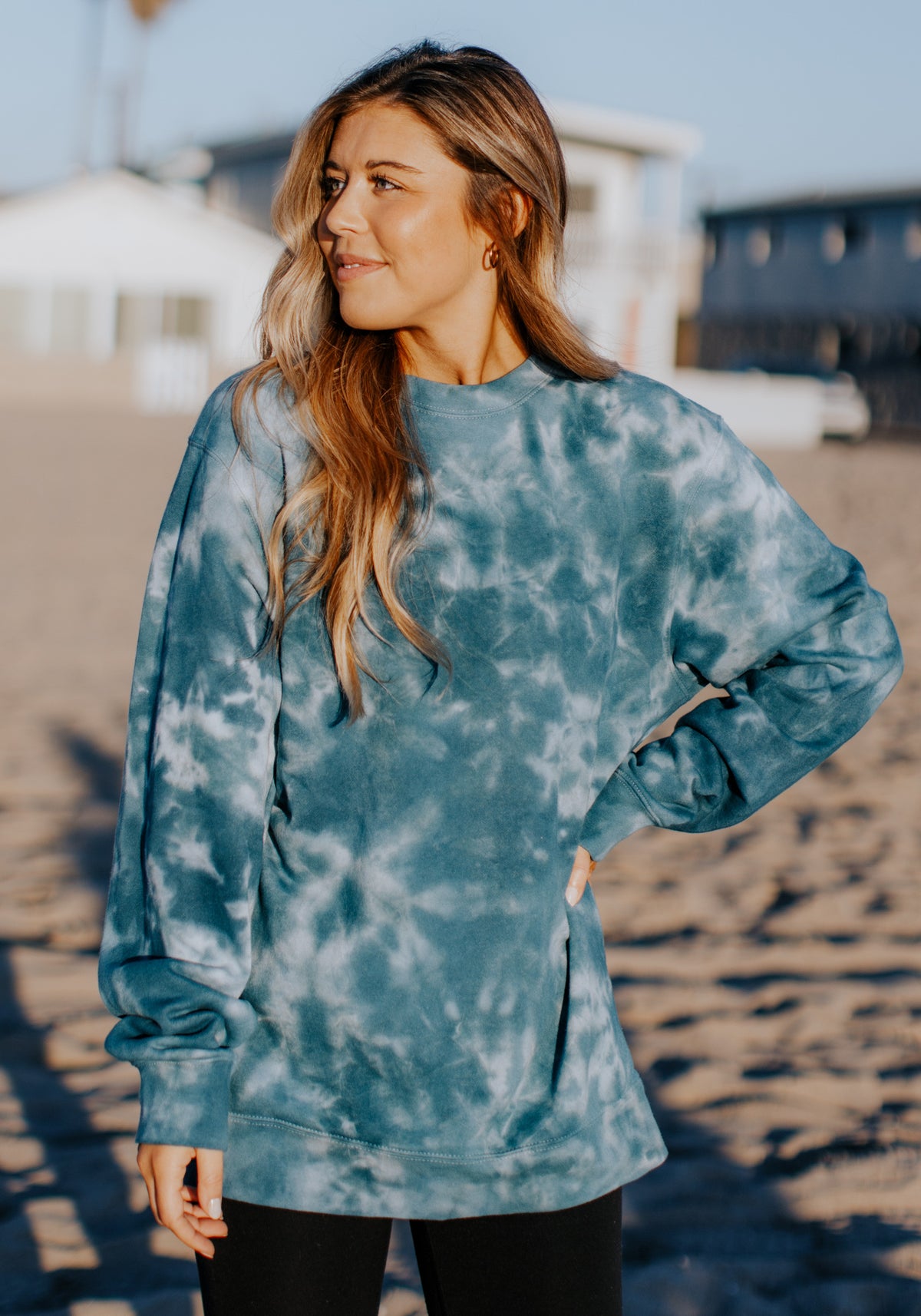 Tie-Dye Sunset Boyfriend Fleece Sweatshirt – Cove Blue