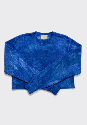 Tie-Dye Crop Sunset Boyfriend Fleece Sweatshirt – Dark Vintage Indigo
